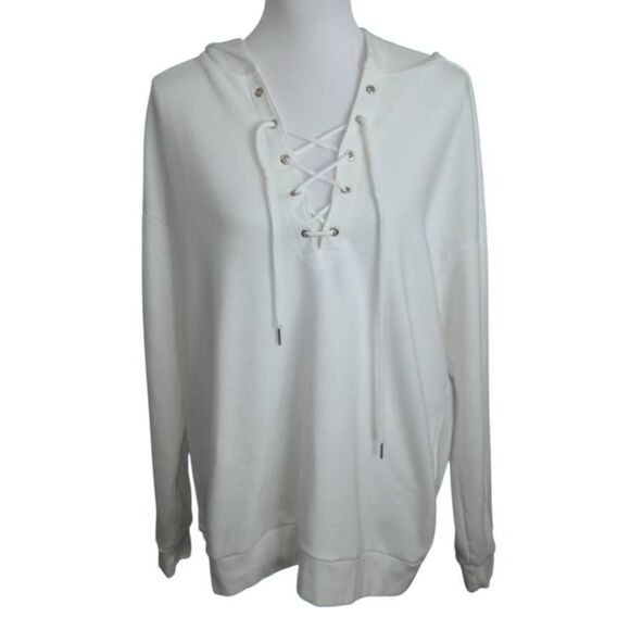 Amazon White Lace Up Hoodie Sz.XL GUC - Picture 2 of 6